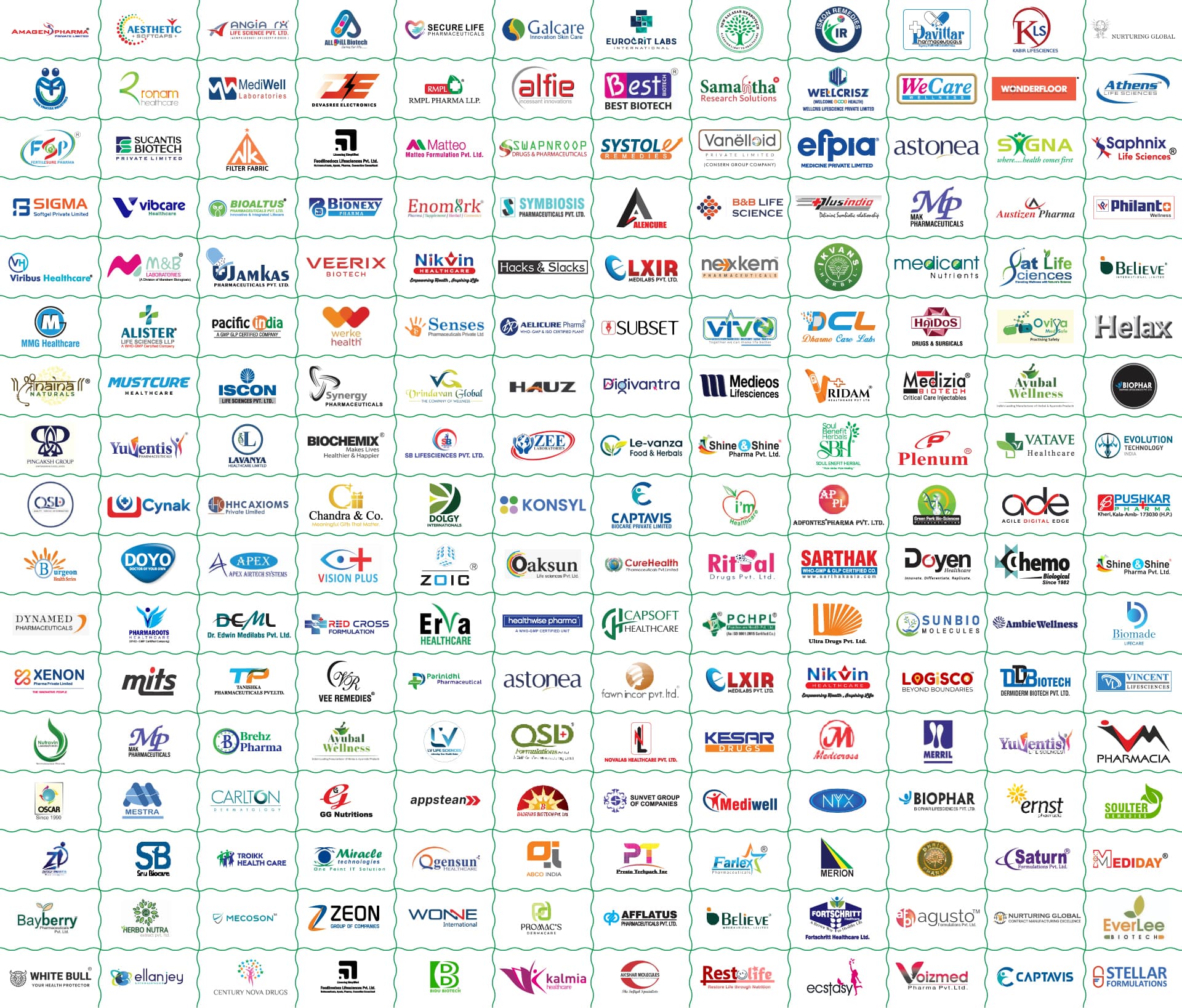 PharmmaEx exhibitor brands — collage of verified pharma companies
